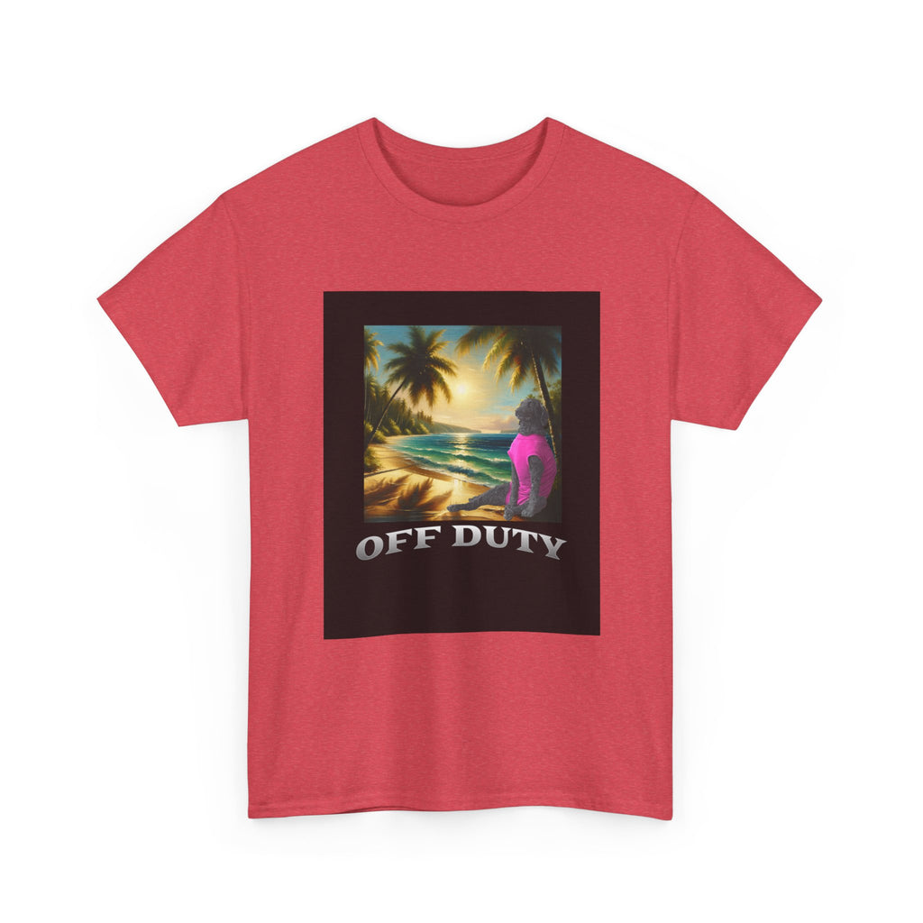 Dog off duty Sunset Tee, Dog Lover T-Shirt, Funny Beach Shirt, Unisex Cotton Top, Summer Swimsuit Tee, Dog Mom Gift, Dog Dad Gift