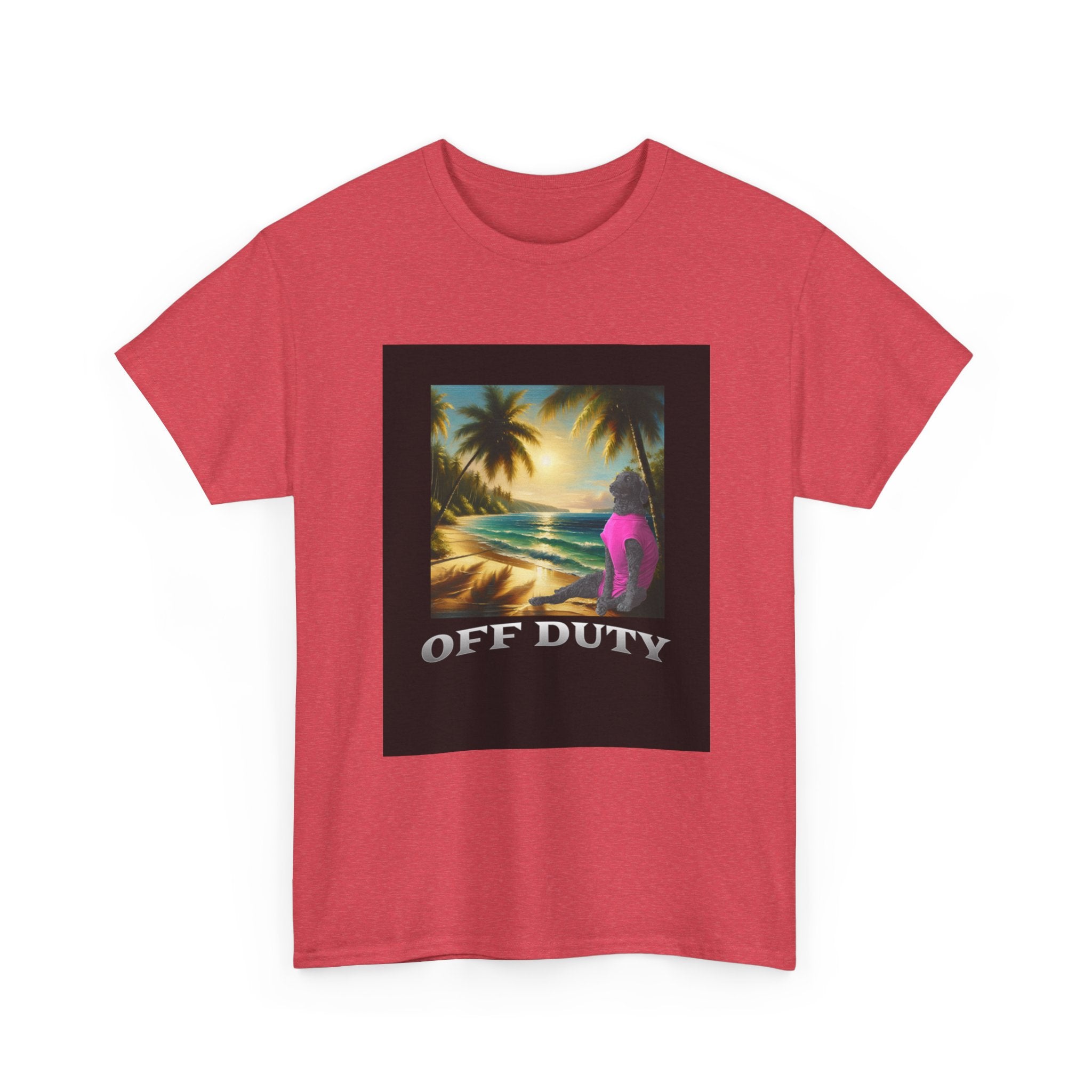Dog off duty Sunset Tee, Dog Lover T-Shirt, Funny Beach Shirt, Unisex Cotton Top, Summer Swimsuit Tee, Dog Mom Gift, Dog Dad Gift