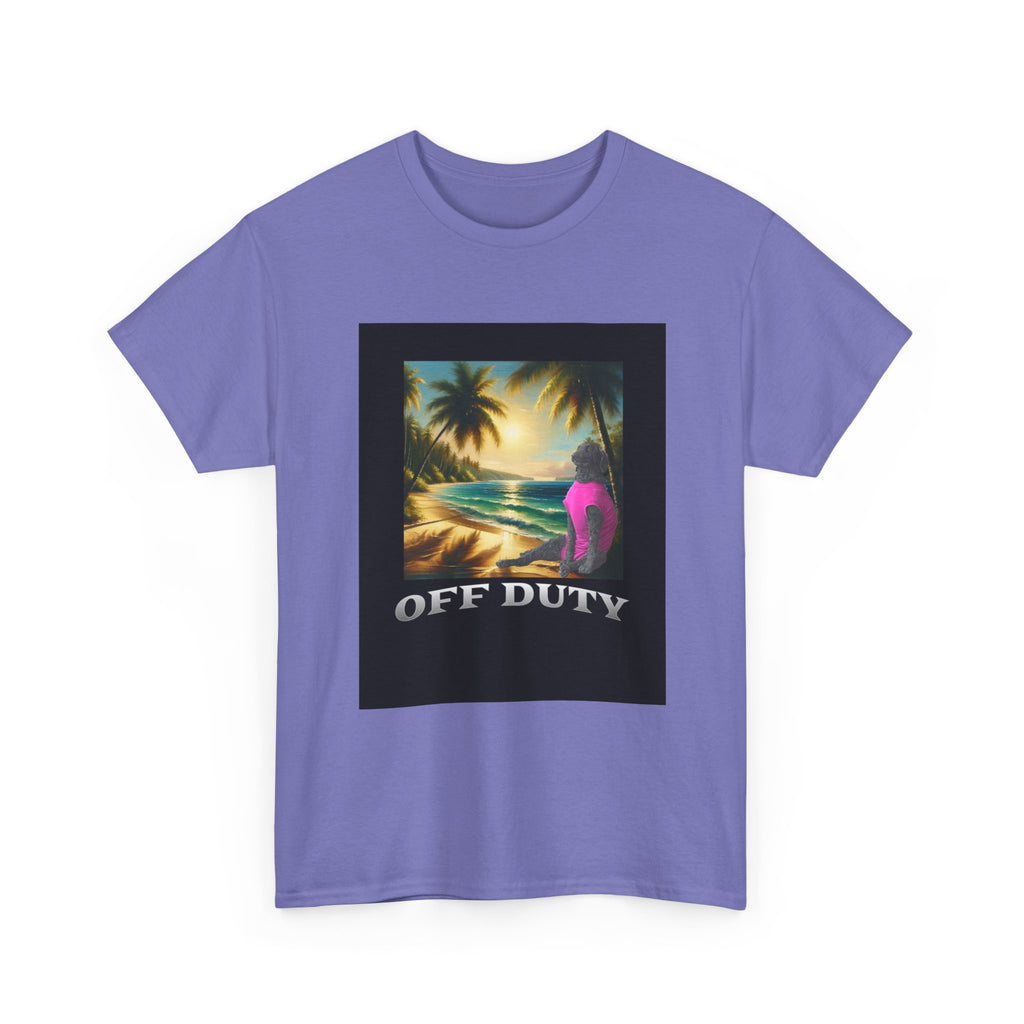 Dog off duty Sunset Tee, Dog Lover T-Shirt, Funny Beach Shirt, Unisex Cotton Top, Summer Swimsuit Tee, Dog Mom Gift, Dog Dad Gift