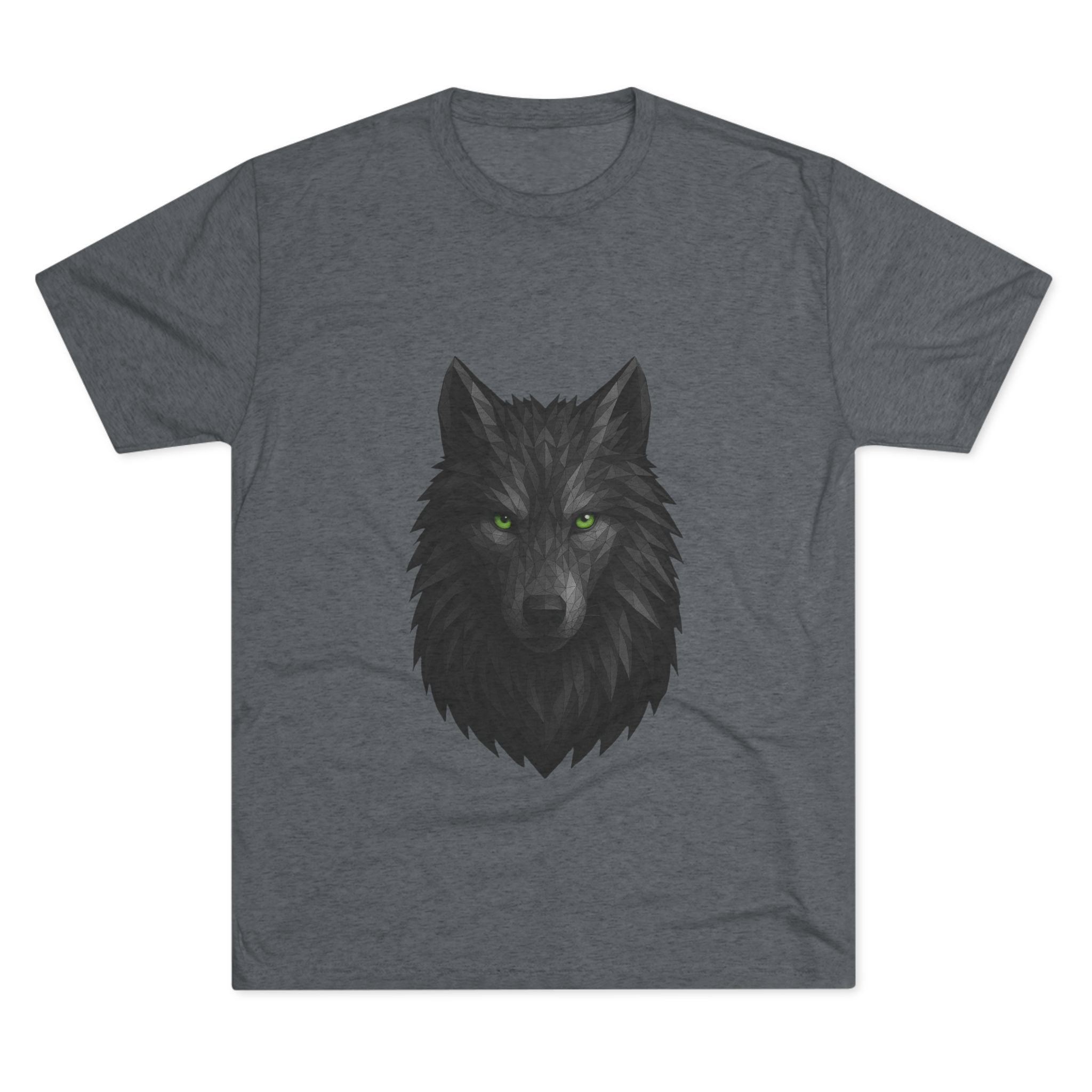 Black Wolf Head with Green Eyes T-Shirt | Wolf Portrait Tee