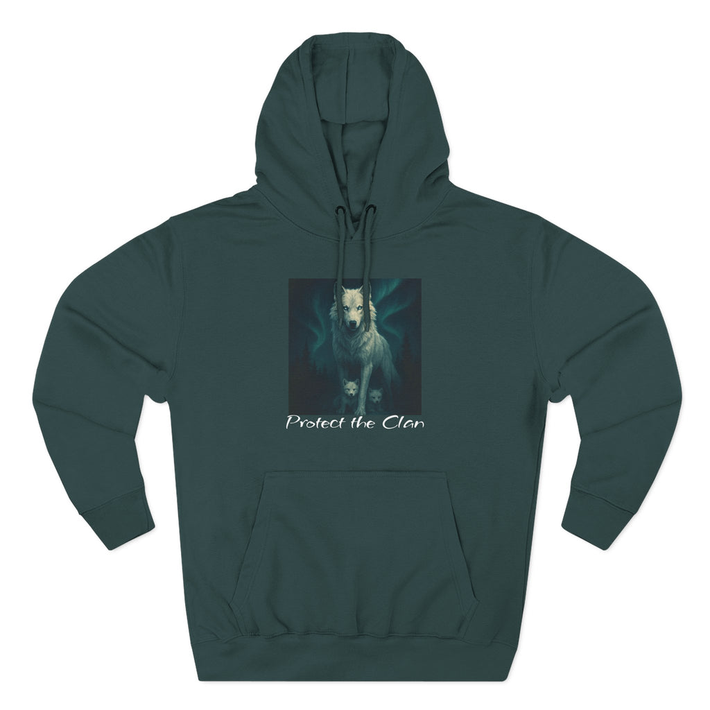 Protect the Clan Fleece hoodie, Nature Lover, Northern Lights, Wolves, family