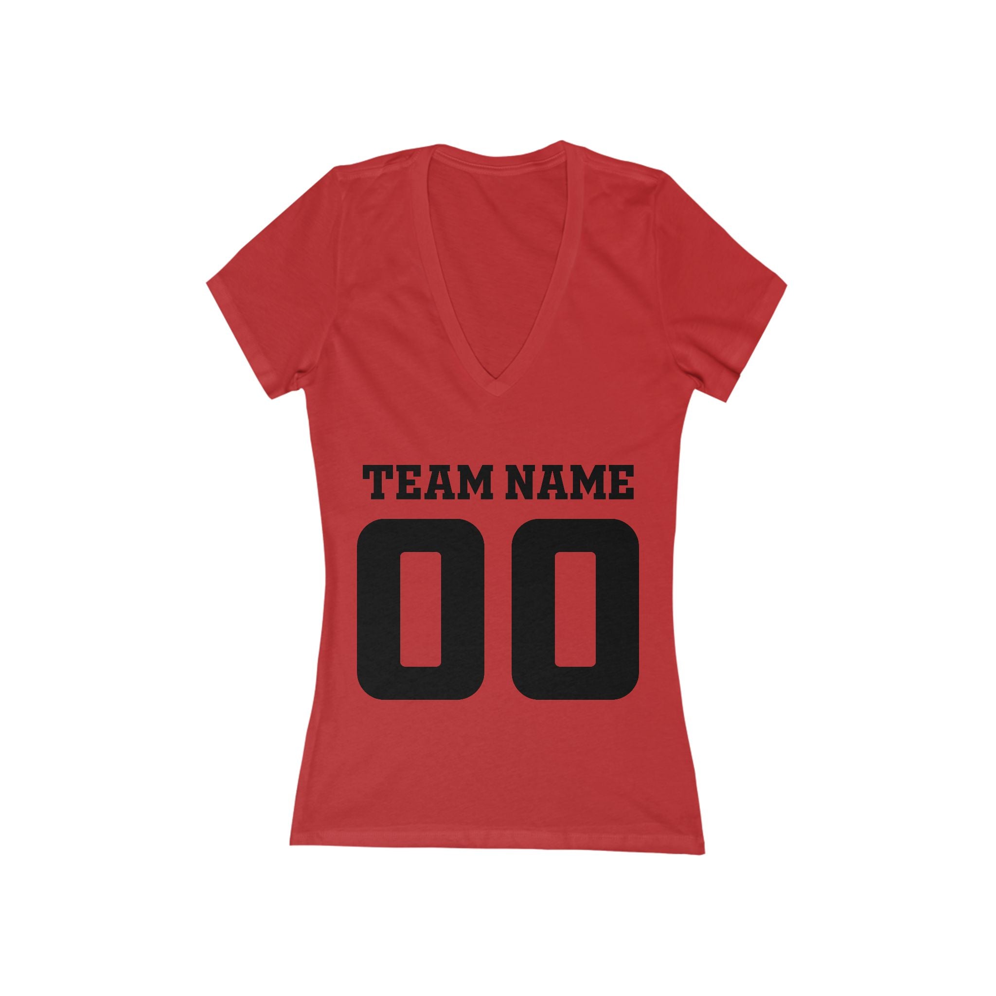 Custom Team Name Jersey Number Tee | Women's V-Neck Sports Shirt Customize Your Name, Team Name, Number and Character Color