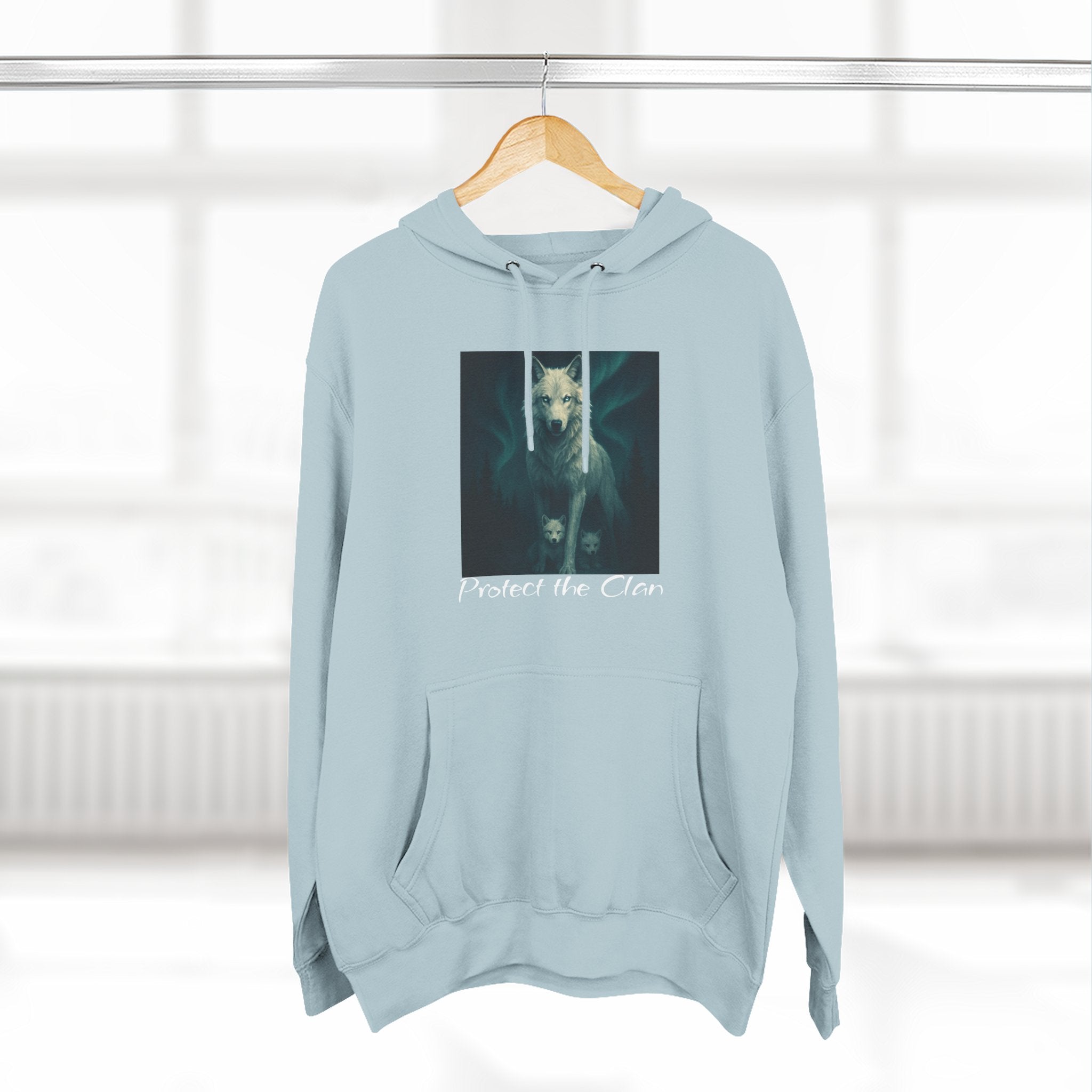 Protect the Clan Fleece hoodie, Nature Lover, Northern Lights, Wolves, family