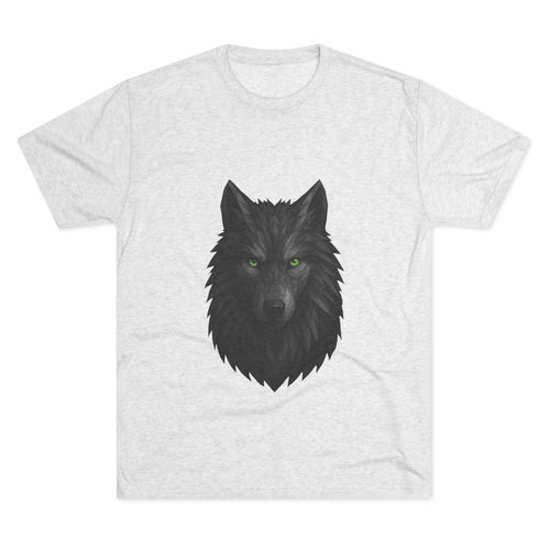 Black Wolf Head with Green Eyes T-Shirt | Wolf Portrait Tee