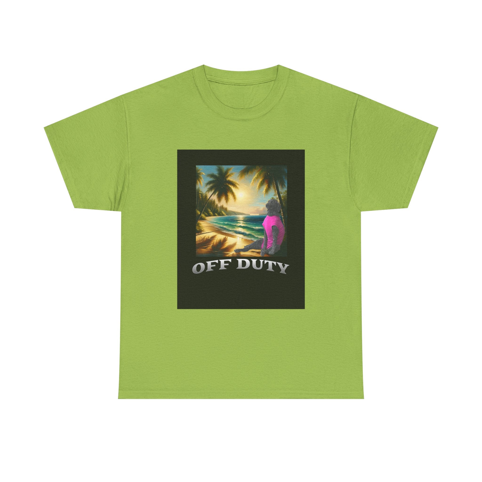 Dog off duty Sunset Tee, Dog Lover T-Shirt, Funny Beach Shirt, Unisex Cotton Top, Summer Swimsuit Tee, Dog Mom Gift, Dog Dad Gift