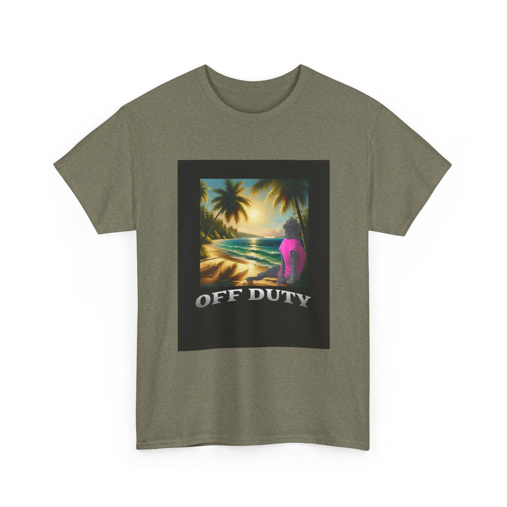Dog off duty Sunset Tee, Dog Lover T-Shirt, Funny Beach Shirt, Unisex Cotton Top, Summer Swimsuit Tee, Dog Mom Gift, Dog Dad Gift