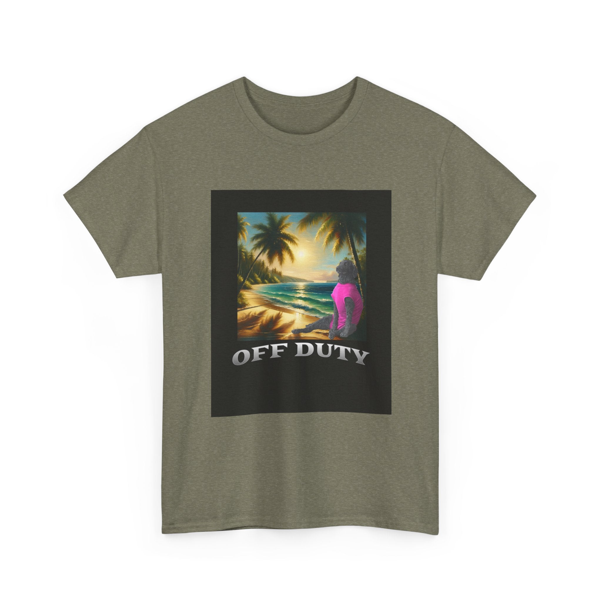 Dog off duty Sunset Tee, Dog Lover T-Shirt, Funny Beach Shirt, Unisex Cotton Top, Summer Swimsuit Tee, Dog Mom Gift, Dog Dad Gift