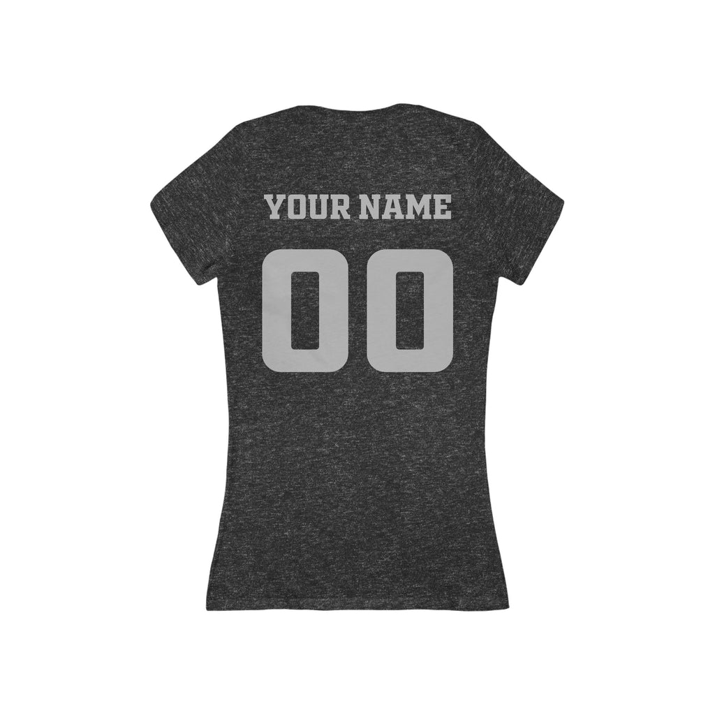 Custom Team Name Jersey Number Tee | Women's V-Neck Sports Shirt Customize Your Name, Team Name, Number and Character Color