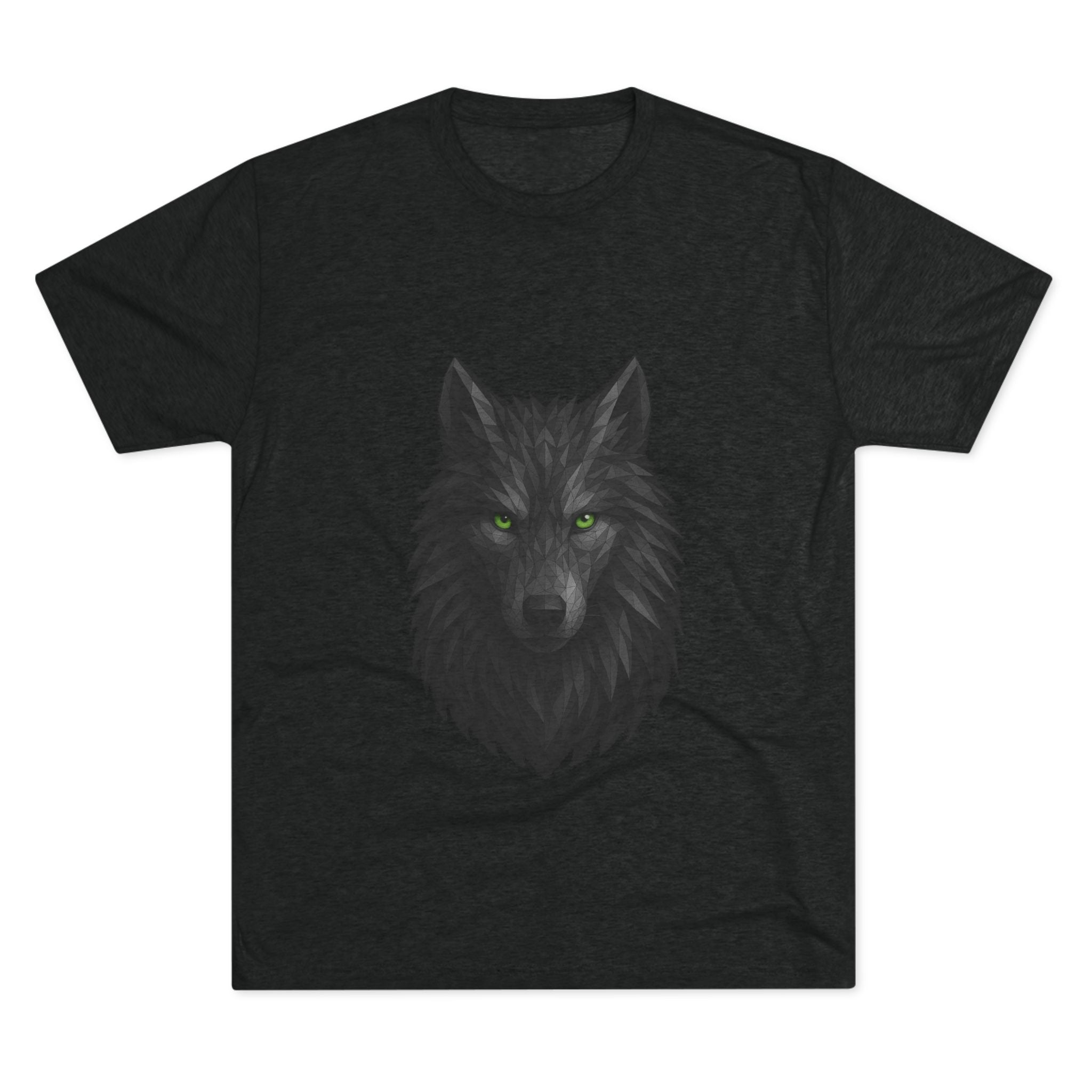 Black Wolf Head with Green Eyes T-Shirt | Wolf Portrait Tee