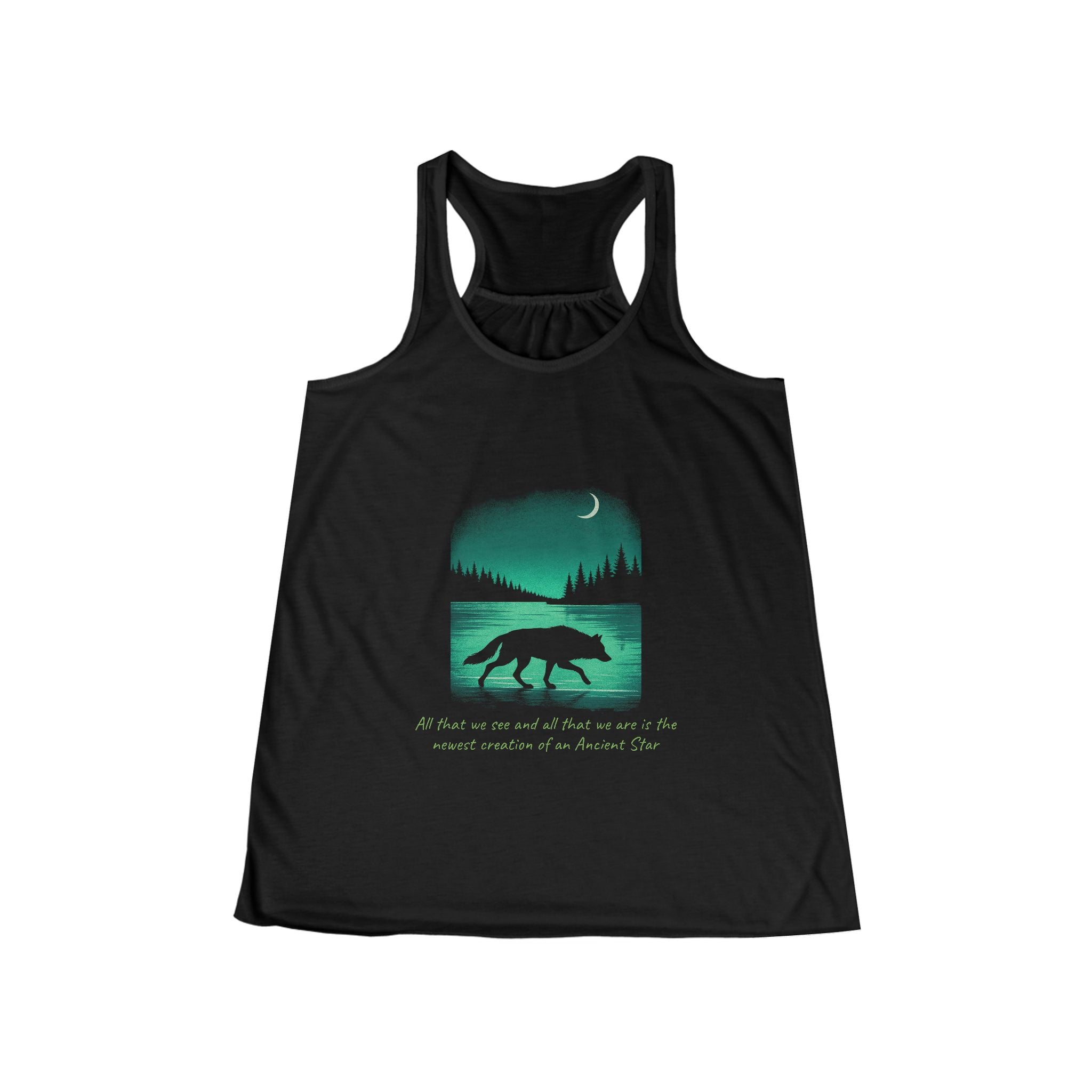 Wolf Night Women's Flowy Racerback Tank — Moonlight and Star dust