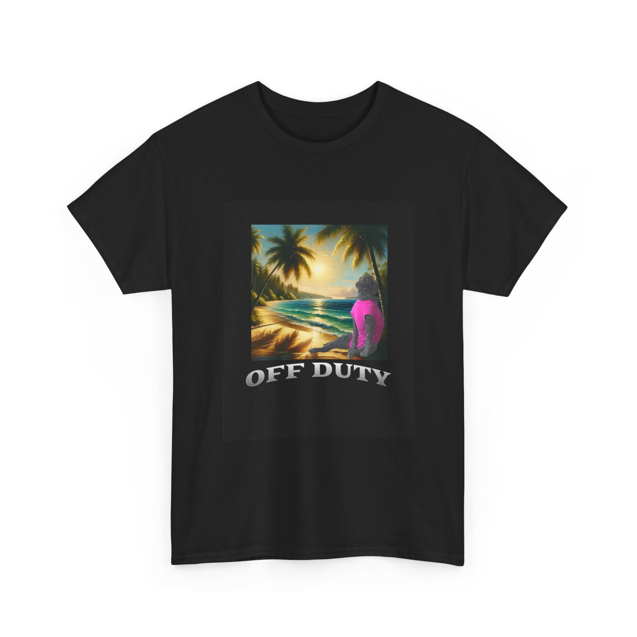 Dog off duty Sunset Tee, Dog Lover T-Shirt, Funny Beach Shirt, Unisex Cotton Top, Summer Swimsuit Tee, Dog Mom Gift, Dog Dad Gift
