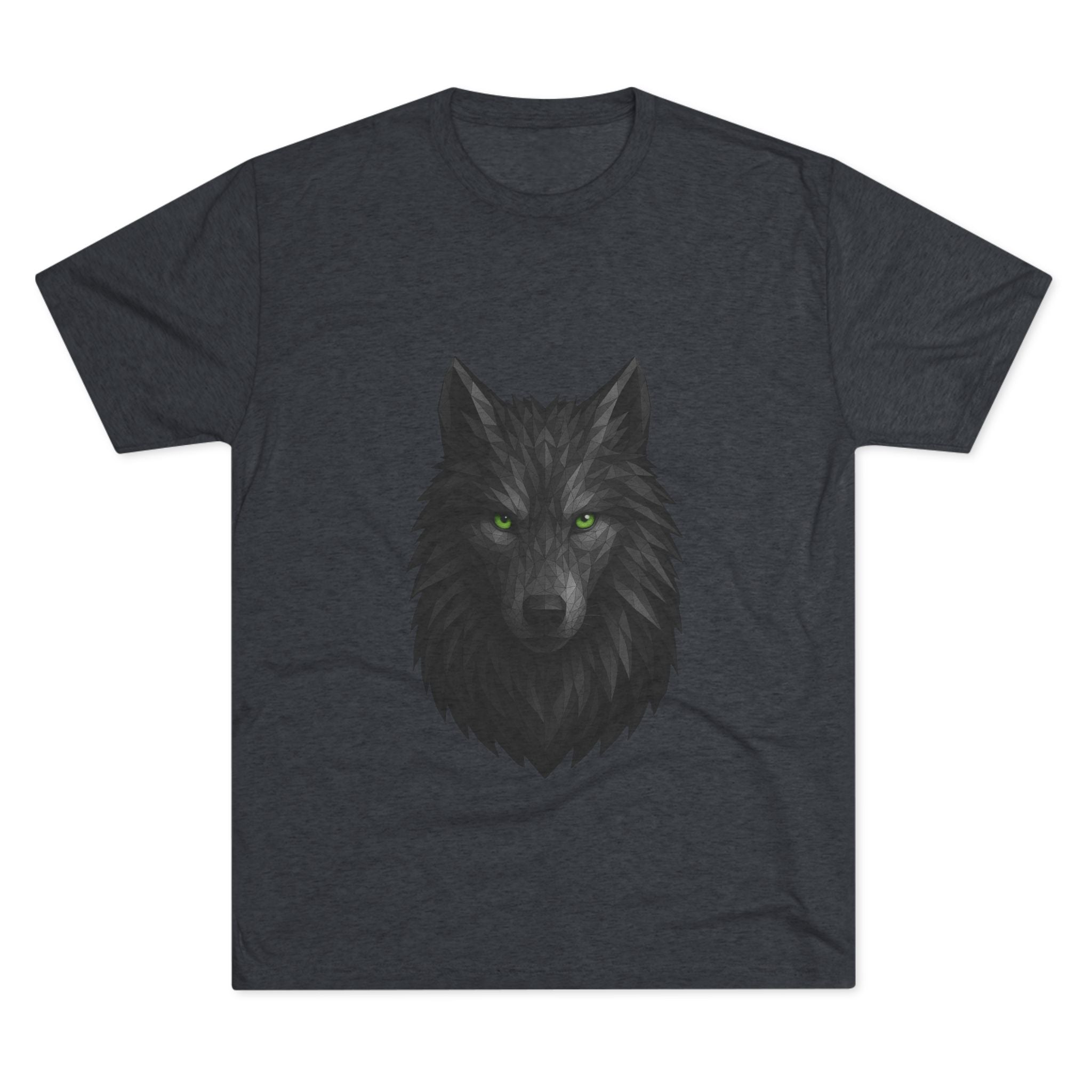 Black Wolf Head with Green Eyes T-Shirt | Wolf Portrait Tee