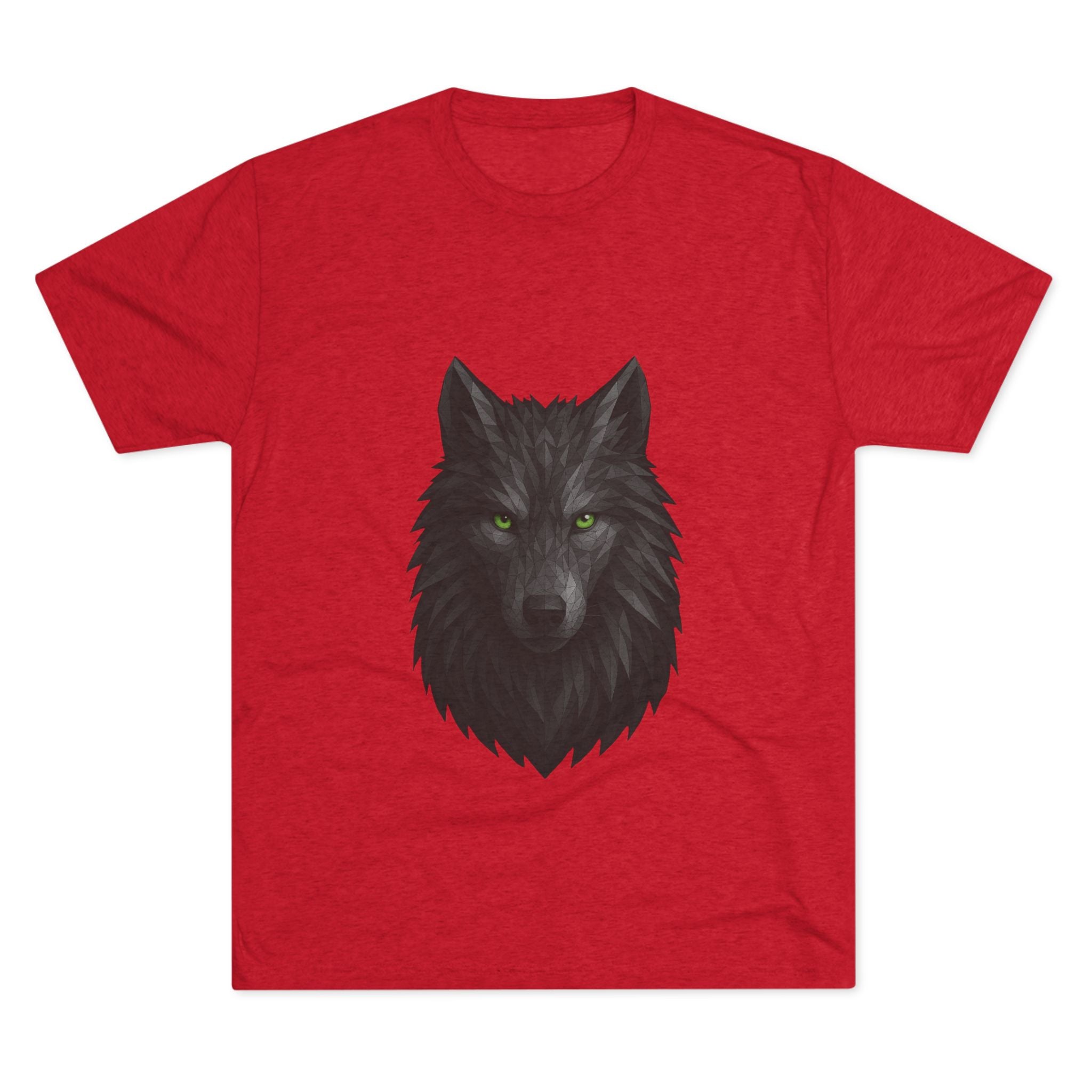 Black Wolf Head with Green Eyes T-Shirt | Wolf Portrait Tee